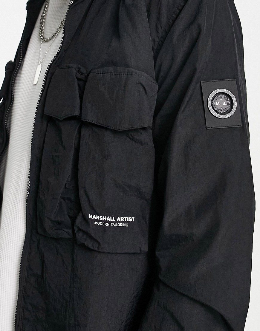 Camicia giacca con cappuccio rimovibile nera-Nero - Marshall Artist Camicia donna  - immagine3