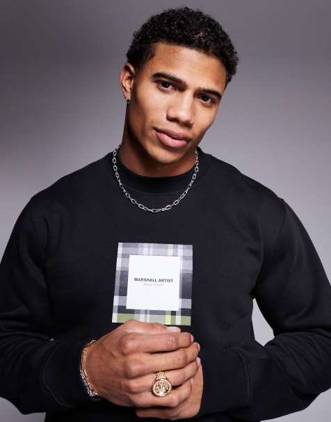 Marshall Artist carter check sweatshirt in black - view 1