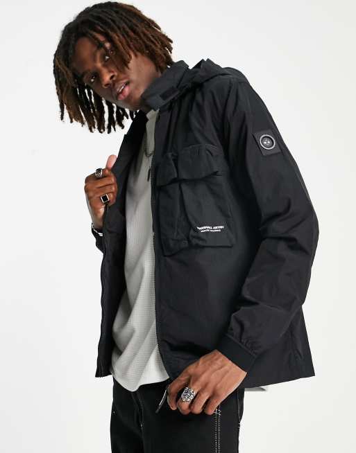 Marshall Artist detachable hooded shacket in black | ASOS