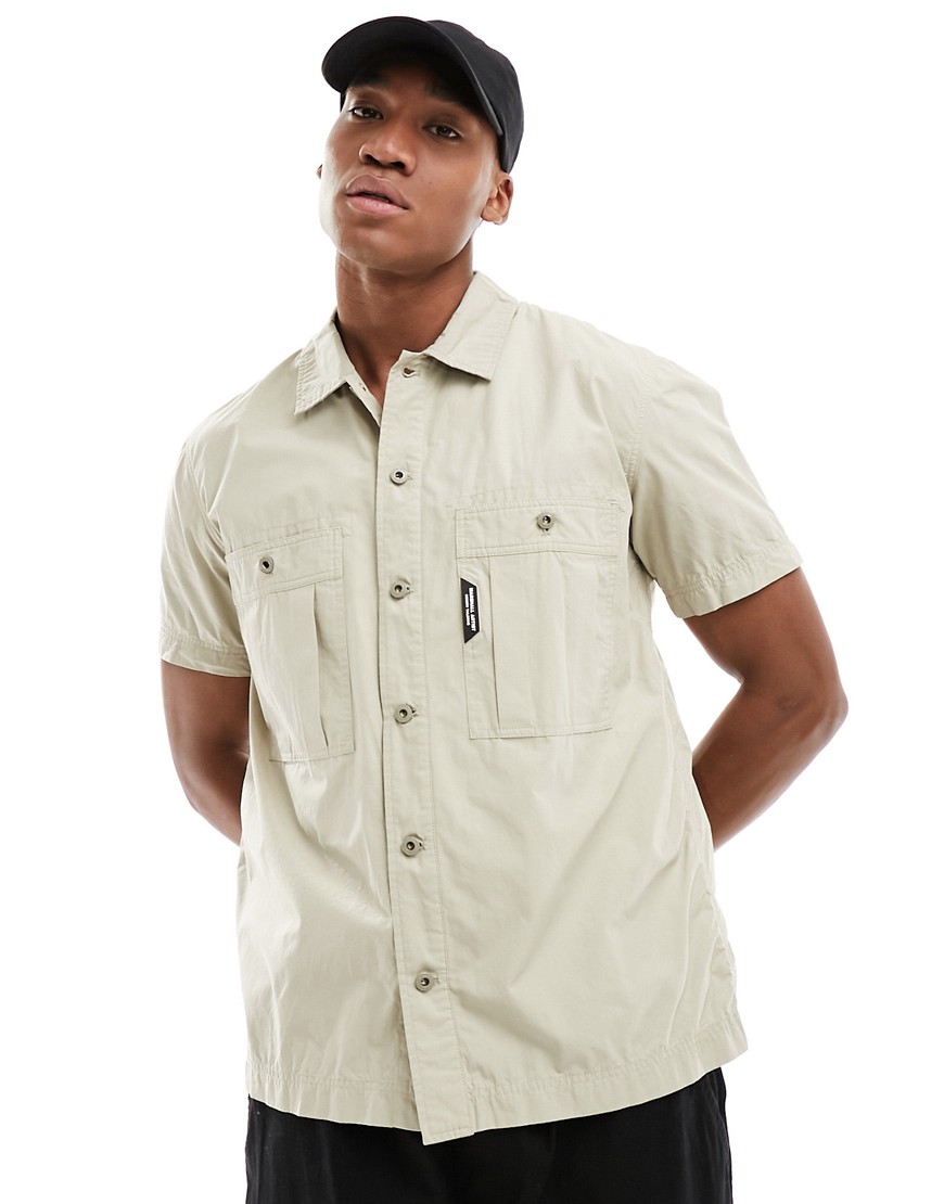 double pocket short sleeve shirt in beige-Neutral