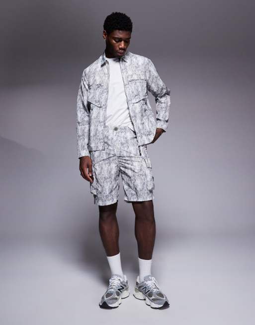 Marshall Artist faded camo print overshirt in multi - part of a set, 4 of 4
