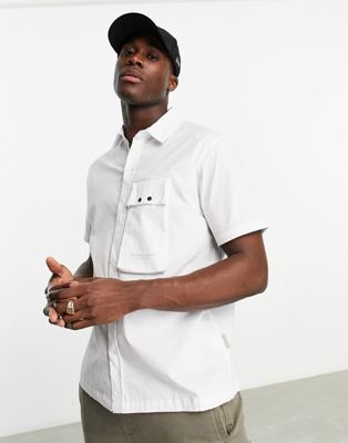gaberdine short sleeve shirt in white-Neutral