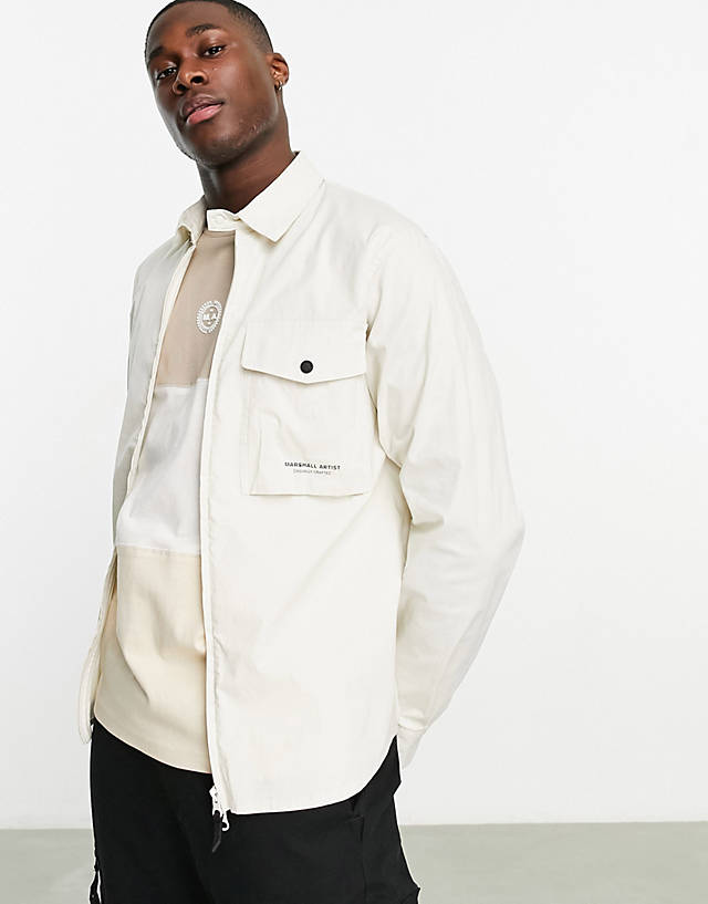 Marshall Artist - gaberdine zip shirt in white