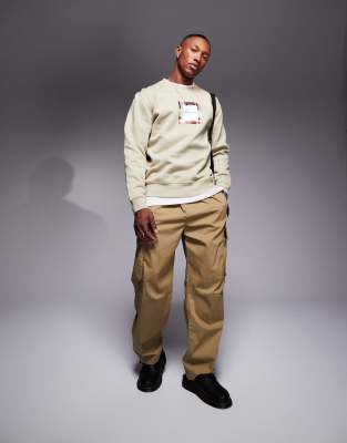 Marshall Artist - House Check - Sweat-shirt avec encadré logo - Taupe-Neutral