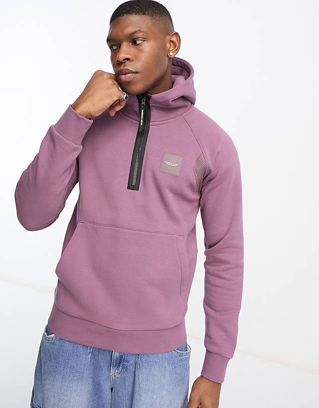 Marshall Artist - insignia half zip hoodie in purple