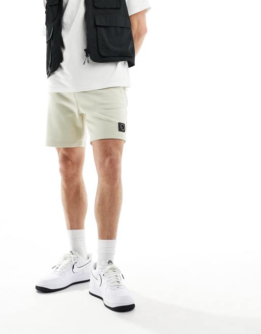 Marshall Artist jersey sweat shorts with logo in beige