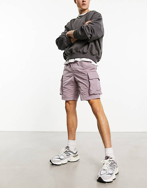 Marshall Artist krinkle nylon cargo shorts in dark pink | ASOS