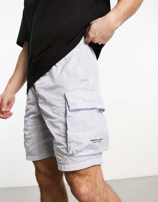 Marshall Artist krinkle nylon cargo shorts in grey | ASOS