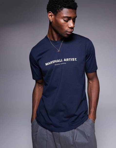 Marshall Artist logo costal erosion t-shirt in navy - view 1