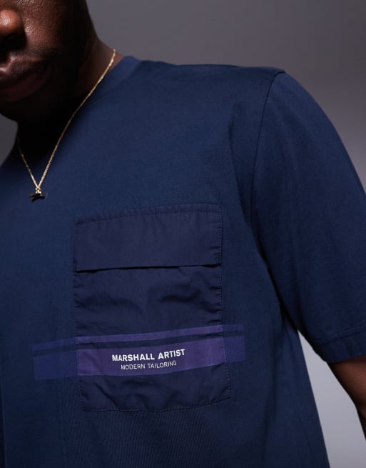 Marshall Artist logo seafield t-shirt in navy, 4 of 4