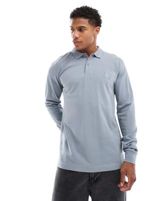 long sleeve polo in gray