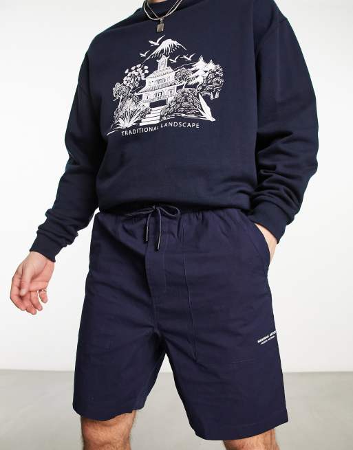 Marshall Artist - Marineblå gabardine-shorts