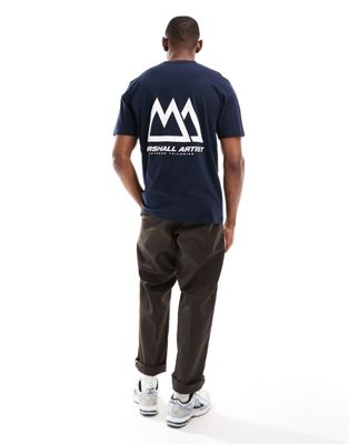 mountain back print T-shirt in navy-Blue
