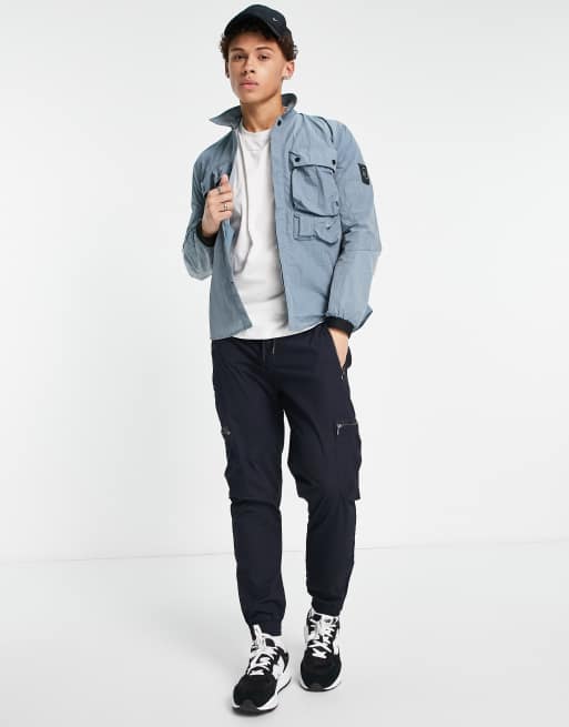 Marshall Artist multi pocket ripstop overshirt in blue, 2 of 4