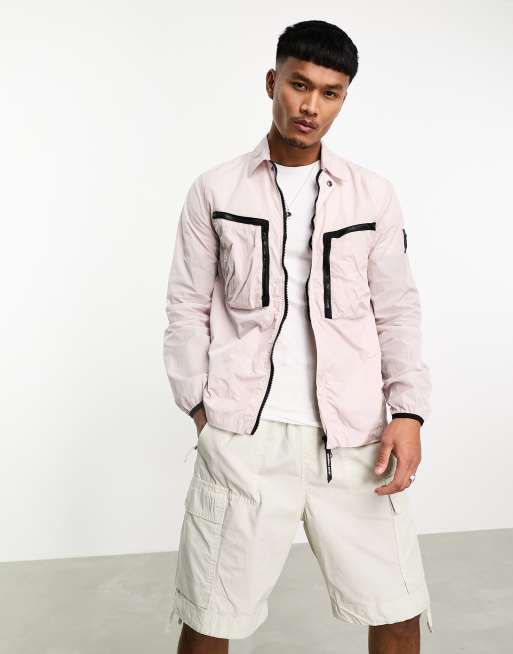 Marshall Artist – Nylon-Hemdjacke in Rosa mit Knitterstruktur