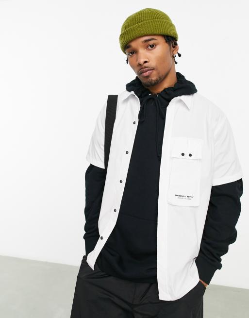 Marshall Artist - Overhemd met korte mouwen van gabardine in wit