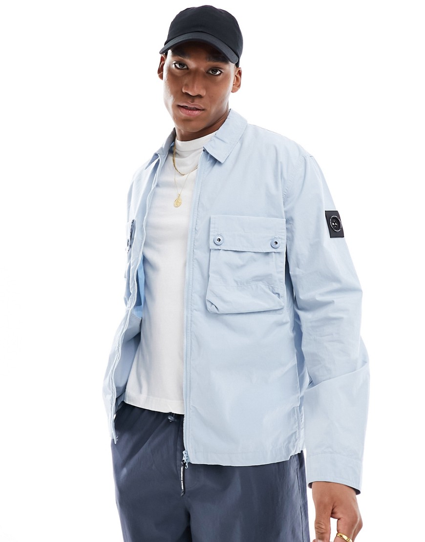 Marshall Artist overshirt in washed parachute cotton in light blue