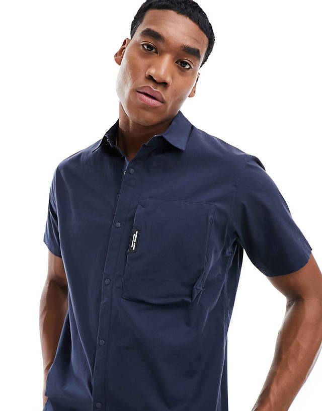 Marshall Artist - pocket detail short sleeve shirt in navy