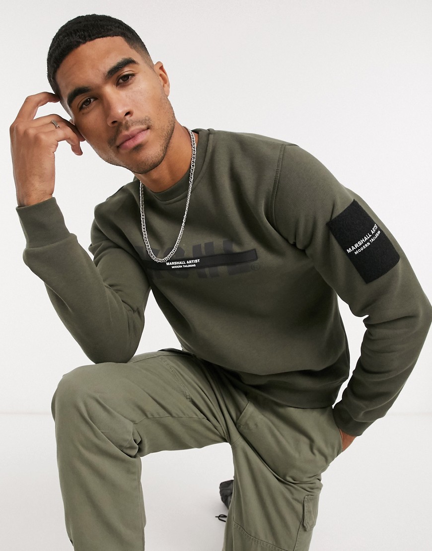 Marshall Artist - Raptor - Sweatshirt met rubberen logo in kaki-Groen