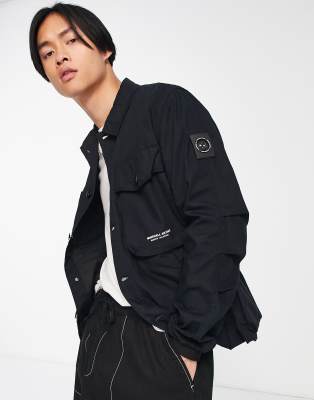 ripstop overshirt in black