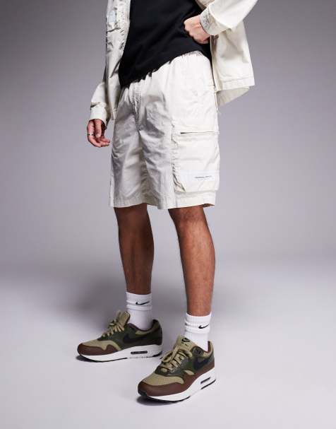 Marshall Artist seafield cargo utility shorts in cream - part of a set - view 1