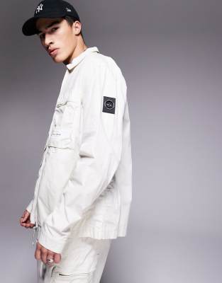 seafield utility overshirt in cream - part of a set-Neutral