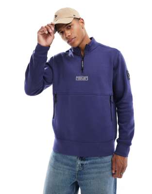 Marshall Artist siren 1/2 zip sweat jumper in blue φωτογραφία