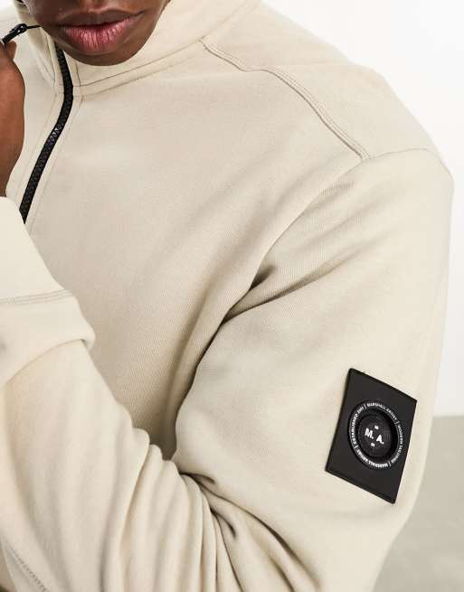 Marshall Artist – Siren – Beige sweatshirt med halvlång dragkedja, 3 av 4