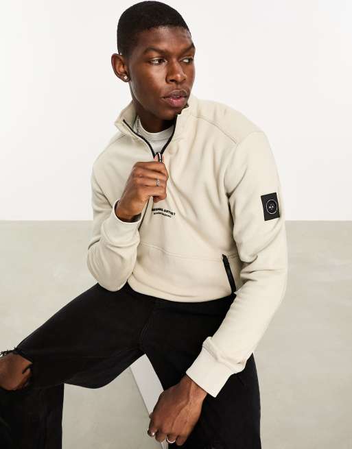 Marshall Artist - Siren - Beige sweatshirt med kort lynlås