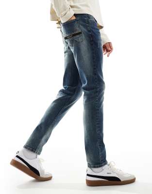 skinny jeans in vintage wash-Blue