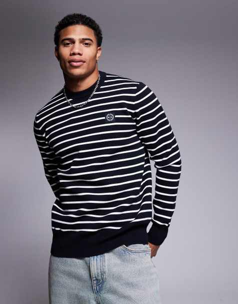 Marshall Artist stockholm knit sweater in navy stripe - view 1