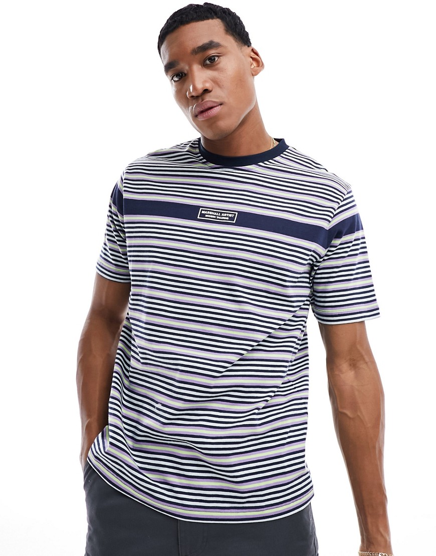 stripe short sleeve t-shire in navy-Blue