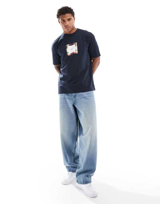 Marshall Artist – T-Shirt in Marineblau mit kariertem Box-Logo , 2 von 4