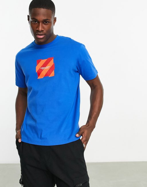 Marshall Artist - T-shirt met vierkant logo met chevronmotief in blauw