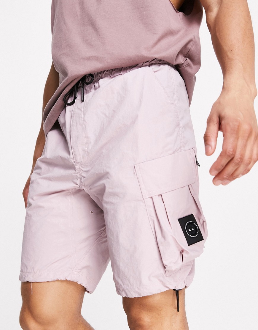 Marshall Artist technical cotton polyamide cargo shorts in rose gold-Pink