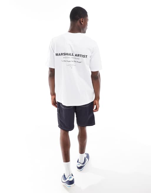 Marshall Artist – Vit t-shirt i oversize med logga baktill