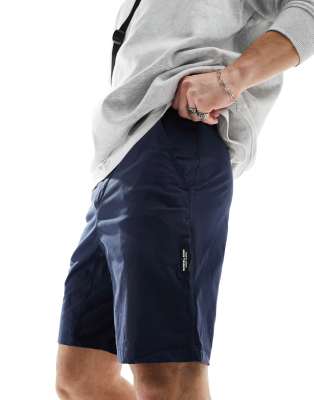 zip side pocket shorts in navy-Blue