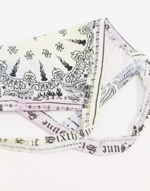 Mascarilla con estampado de bandana en lila de Sixth June, 3 de 4