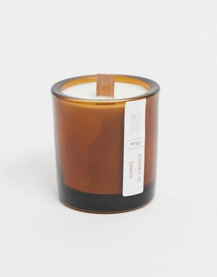 фото Масляная свеча мини 150 г с ароматом бамбука и бергамота в подставке из янтаря wxy.-бесцветный