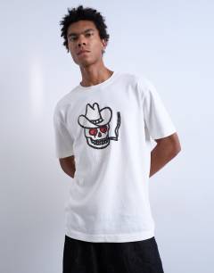 Mason Newman x Topman oversized fit t-shirt with cowboy skull print in ecru