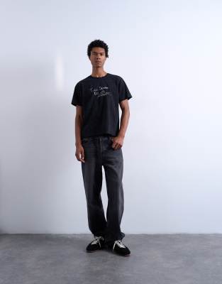 Topman Mason Newman X  Regular Fit T-shirt With ‘till Death Do Us Part' Front And Back Print In Black