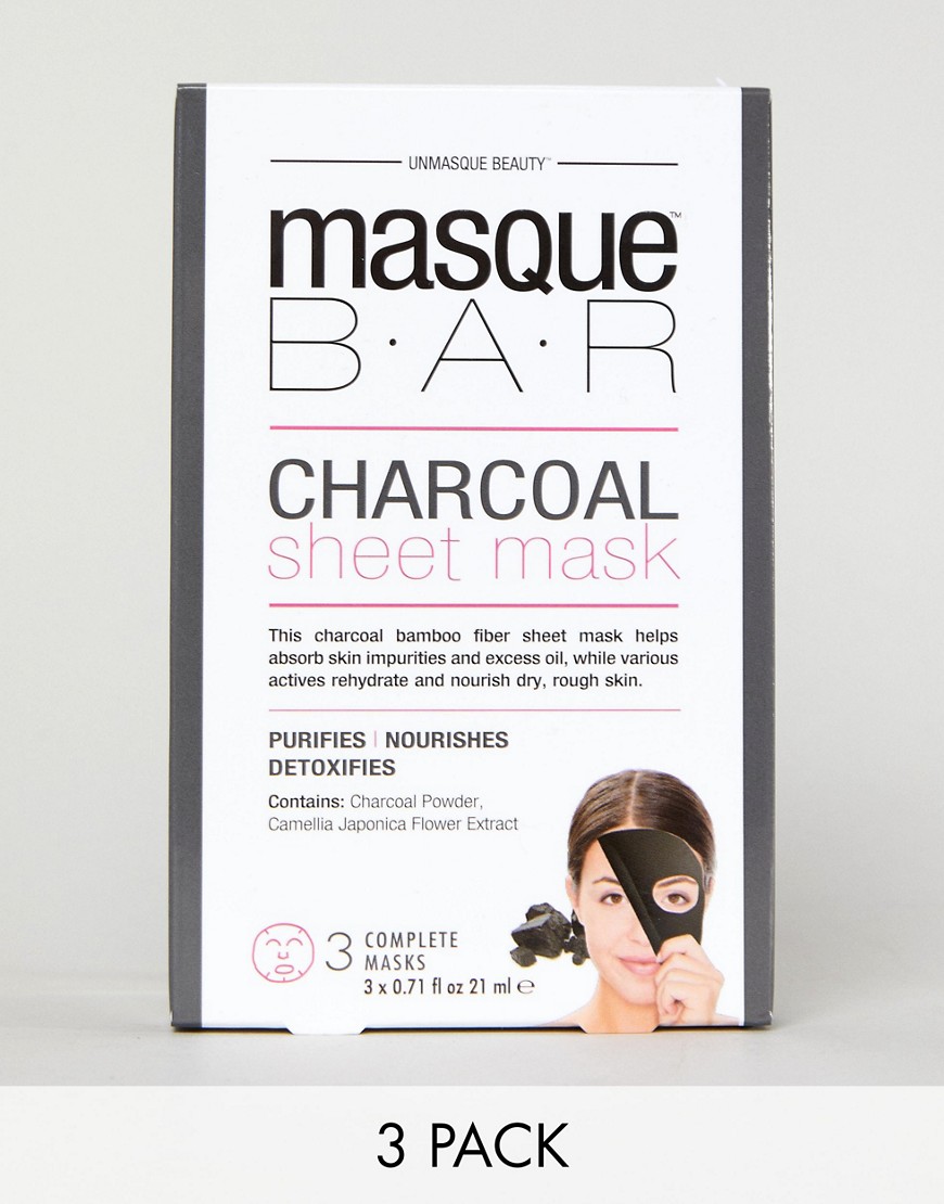 MasqueBAR - 3 maschere in fogli al carbone-Nero