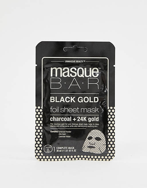 MasqueBAR – Black Gold Foil Charcoal & 24k Gold Sheet Mask – Arkmask