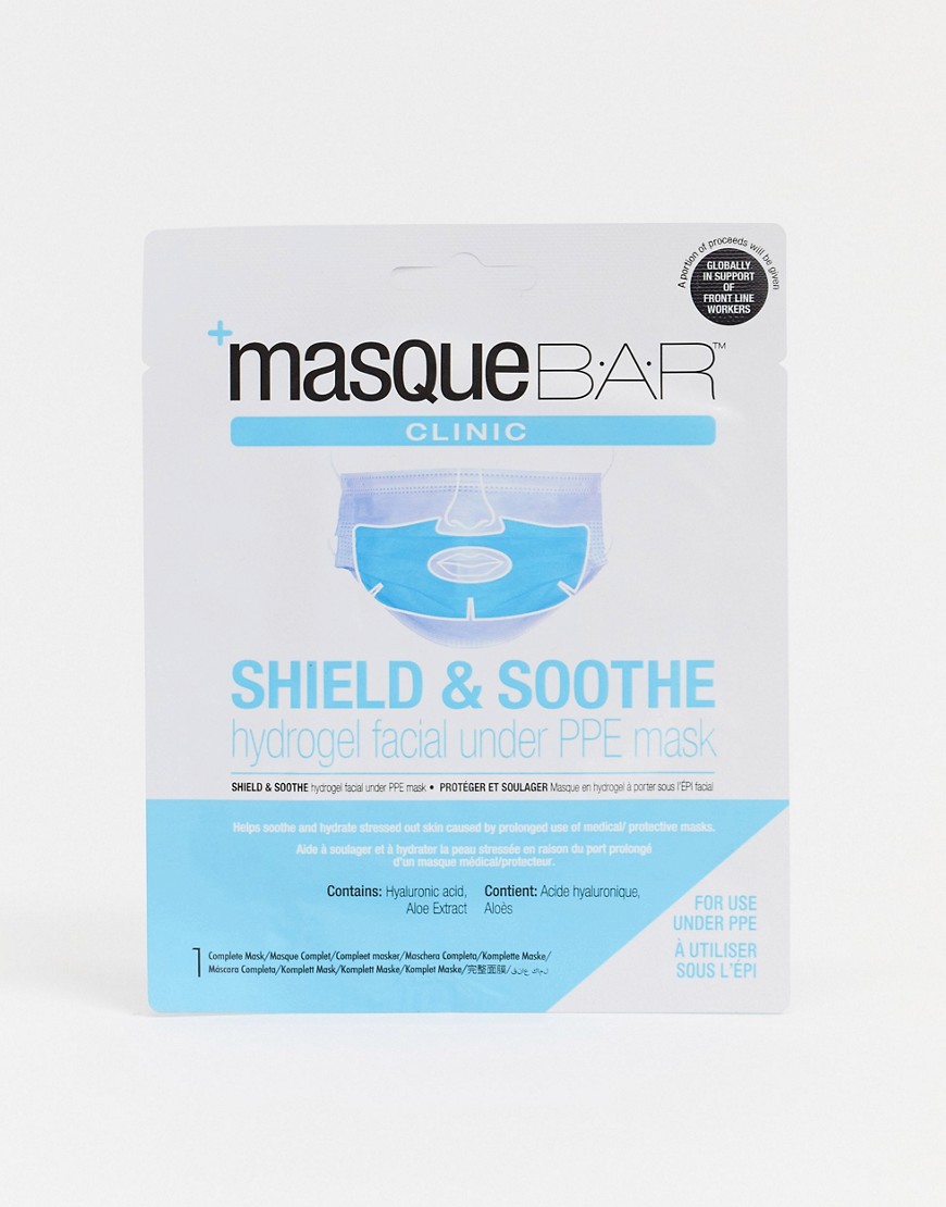 Masquebar Shield & Soothe Hydrogel Hyaluronic Acid & Aloe Vera Infused Facial Mask-clear