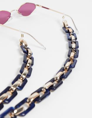 Солнцезащитные очки  Asos Массивная цепочка из золотистых и темно-синих звеньев для солнцезащитных очков Pieces-Многоцветный