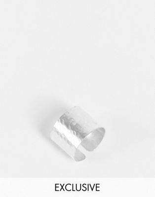 фото Массивное серебряное кольцо ручной работы с кованым эффектом people tree-серебряный