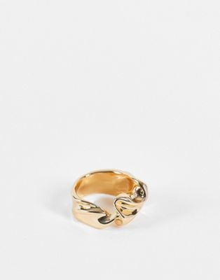 фото Массивное волнистое кольцо серебристого цвета weekday rosa-золотистый