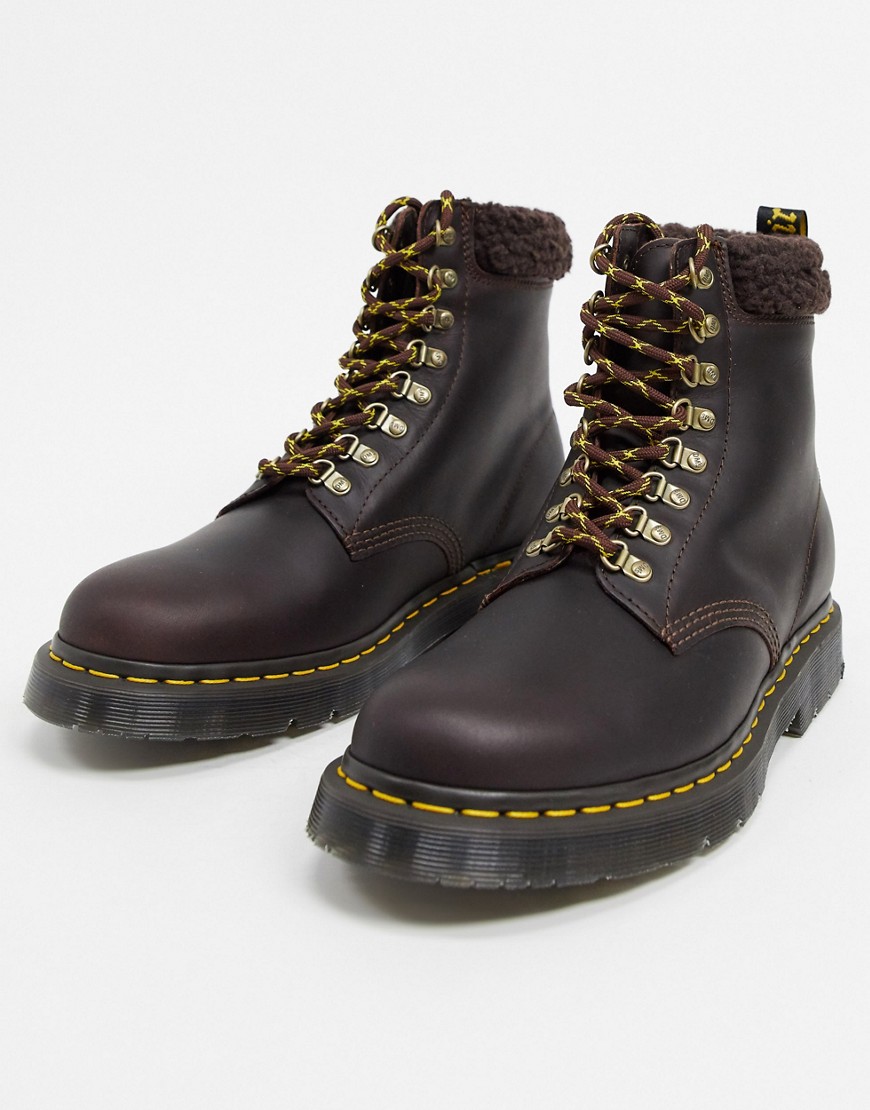 фото Массивные ботинки цвета какао с флисовой подкладкой dr martens 1460-коричневый