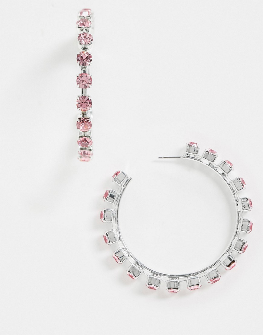 фото Массивные серьги-кольца с кристаллами swarovski krystal london-розовый
