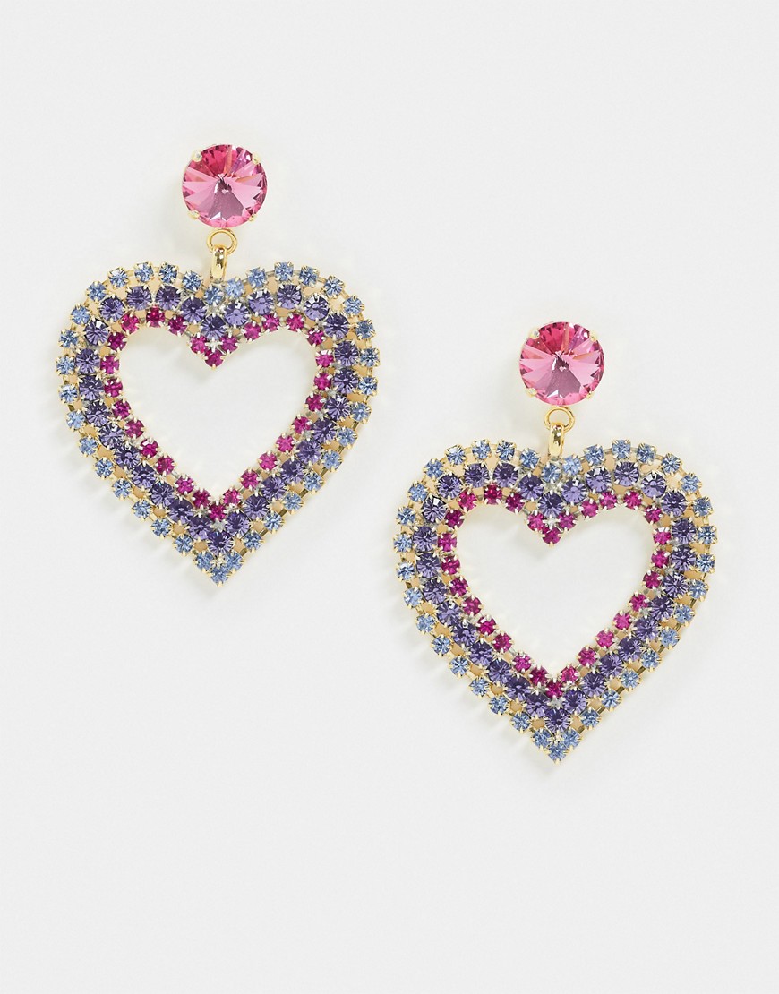 фото Массивные серьги с подвесками в форме сердца из кристаллов swarovski krystal london-мульти